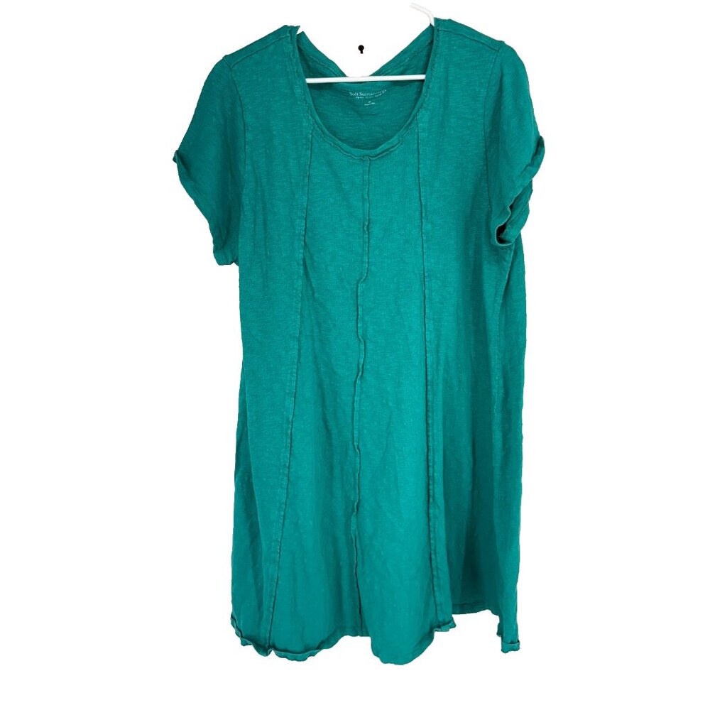 Soft Surroundings Women 3X T Shirt Dress Gauze Teal Short Length Short Sleeve